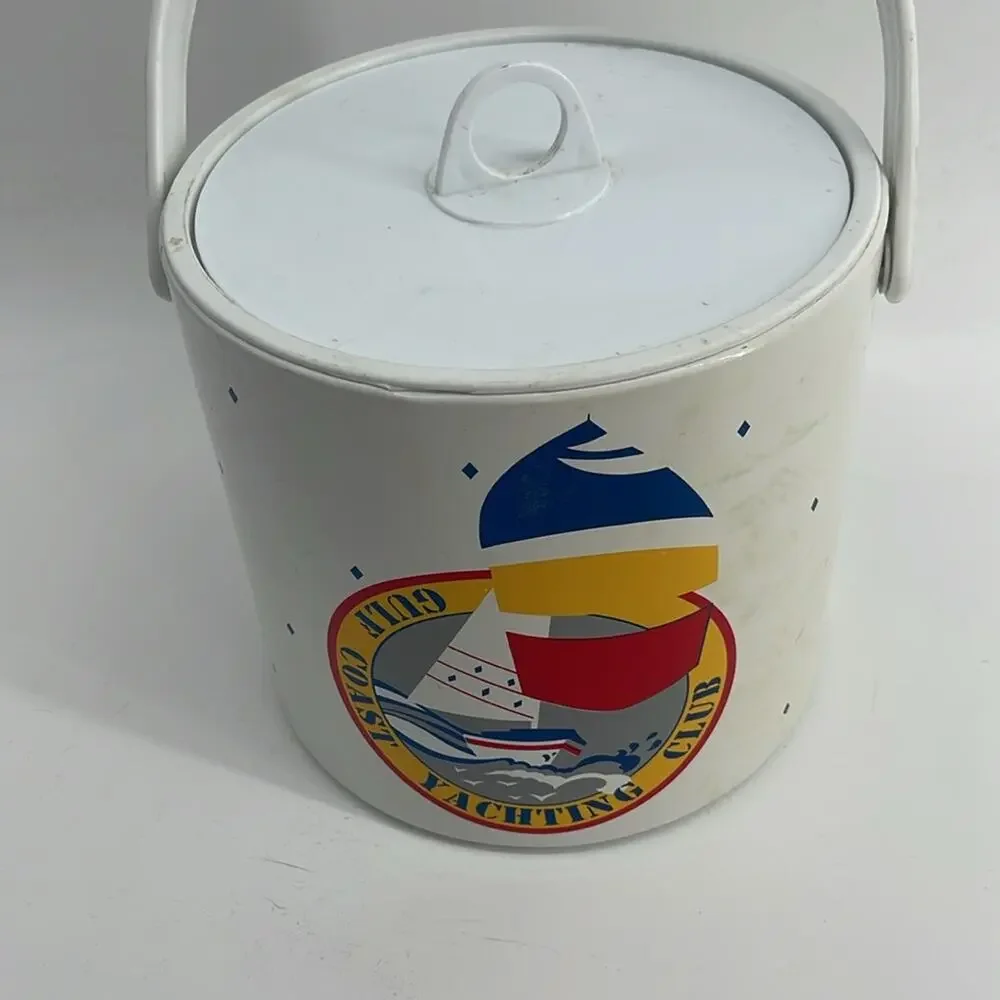 Vintage MCM Gulf Coast Yachting Club insulated barware handle ice bucket